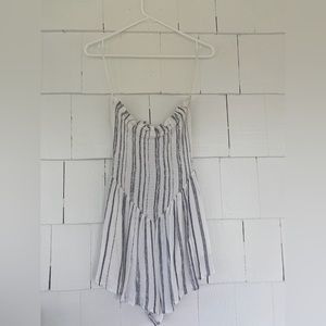 Black and white strapless romper